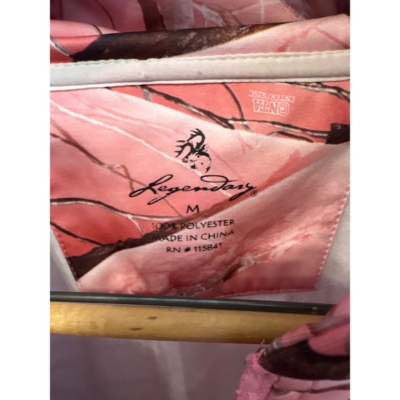 Legendary Whitetails Pink Camo Quarter Zip Hoodie Women's Medium Fleece Lined - Picture 3 of 8